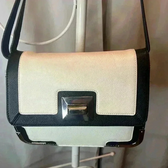 Express Handbags - Express Black and White Vegan Leather Crossbody bag
